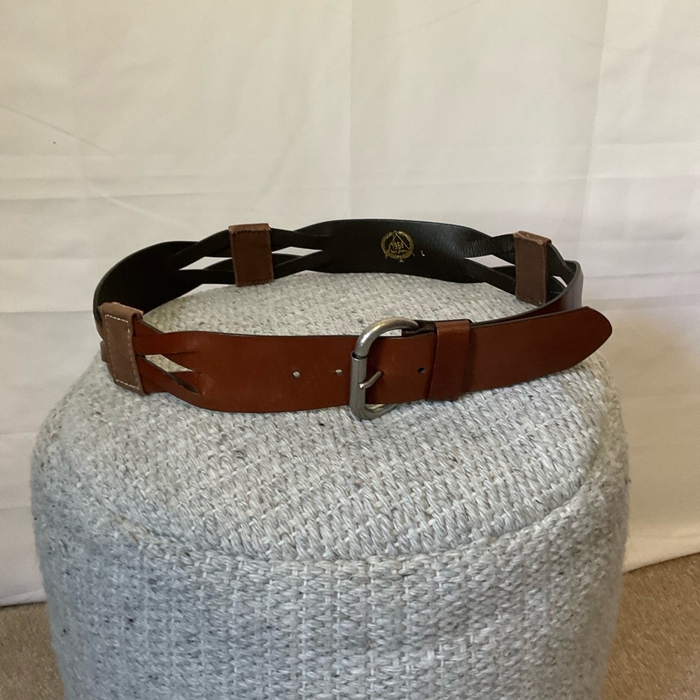 GAP Brown Leather Braided Belt Size Large